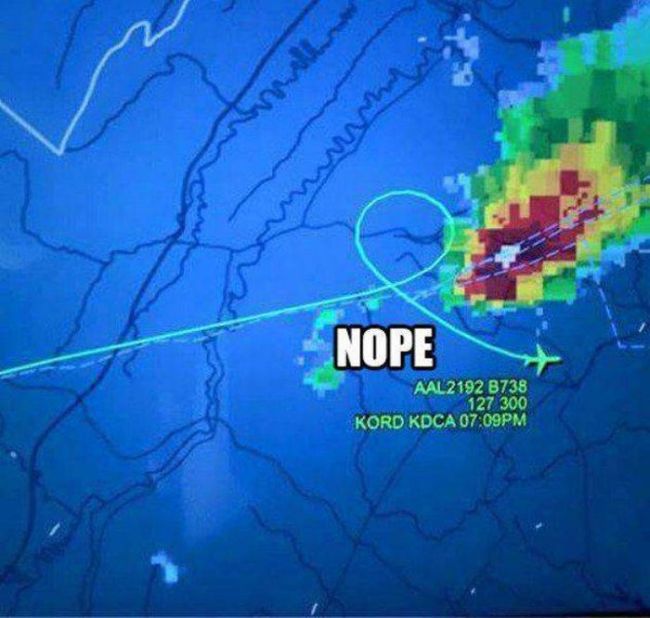 this plane's course correction described with nope, storm front avoidance