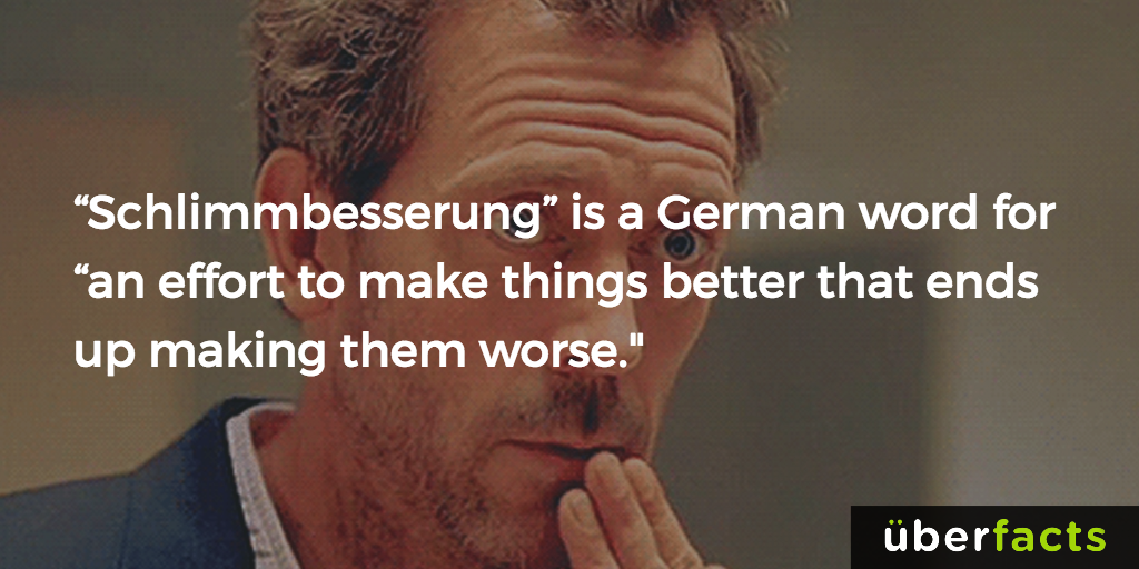 schlimmbesserung is a german word for an effort to make things better that ends up making them worse