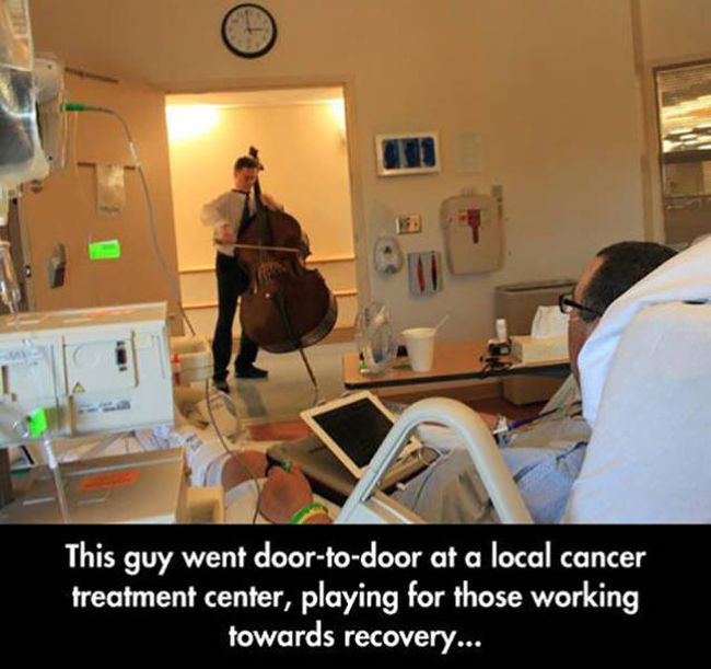 this guy went door to door at a local cancer treatment center playing for those working towards recovery, photos to make you smile