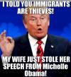i told you immigrants are thieves, my wife just stoled her speech from michelle obama