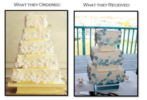what they ordered, what they received, wedding cake fail