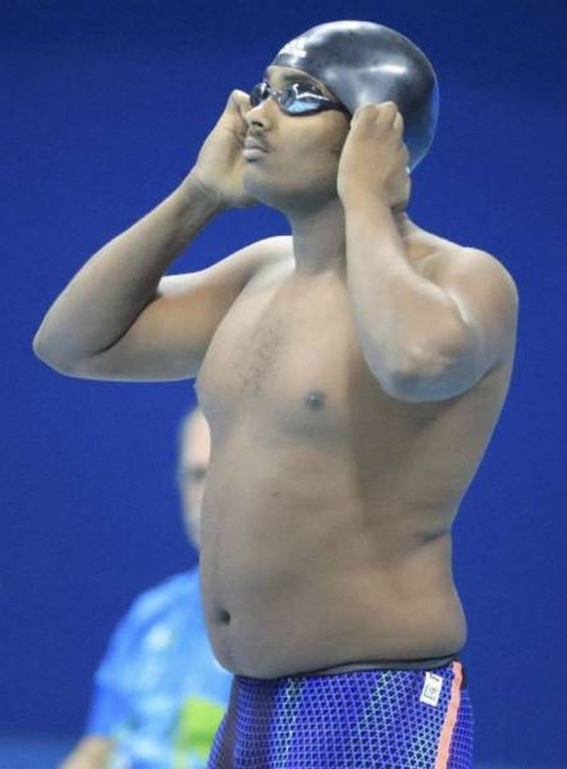 slightly overweight swimmer