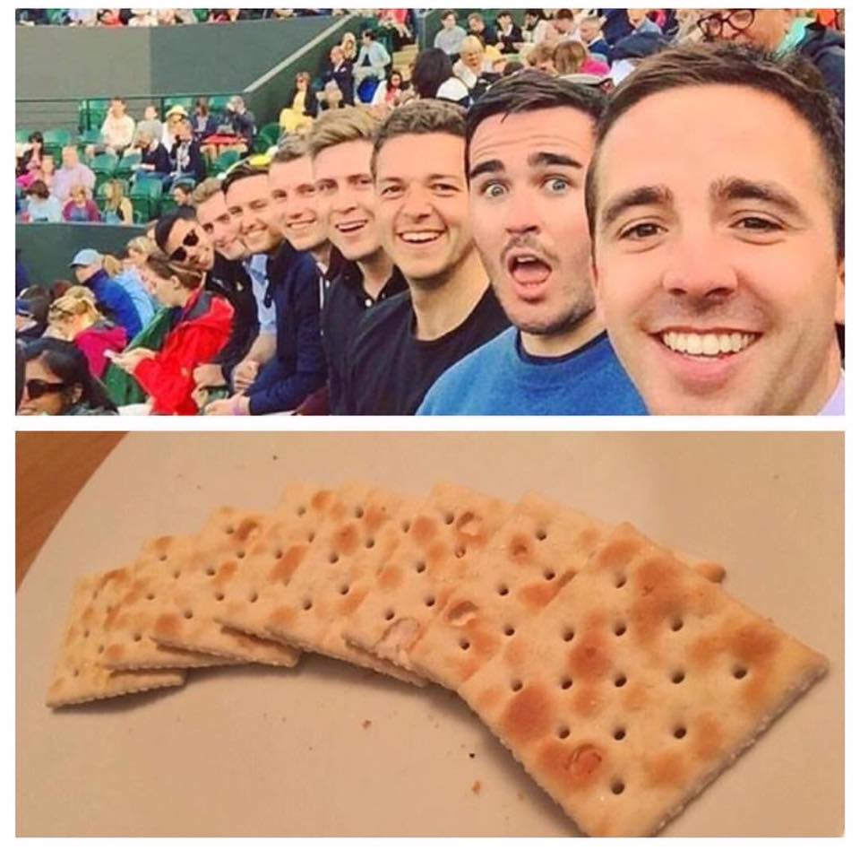 can you spot the difference between these two rows of crackers