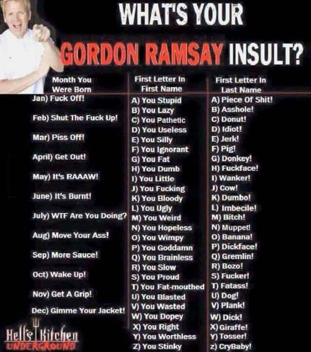 what's your gordon ramsay insult?, game