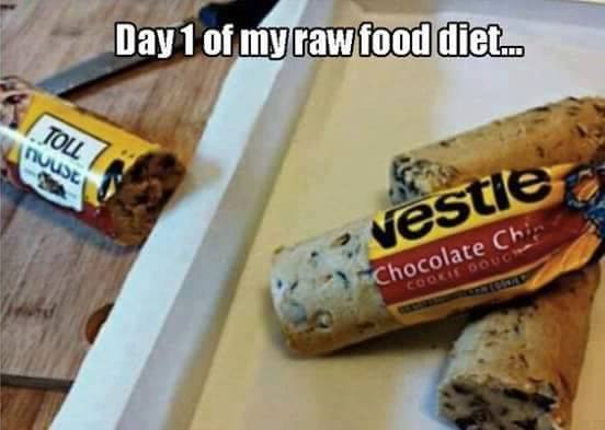 day 1 of my raw food diet, raw cookie dough