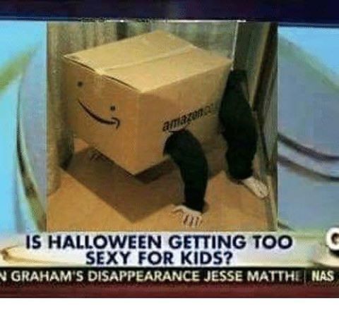 is halloween getting too sexy for kids, amazon box costume, wtf