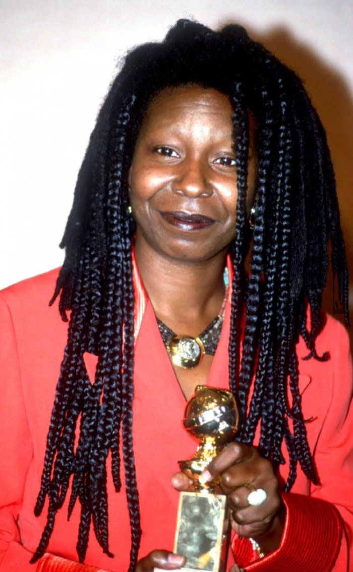 whoopi goldberg is the only person on earth who looks normal without eyebrows