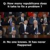 how many republicans does it take a fix a problem, no one knows, it has never happened