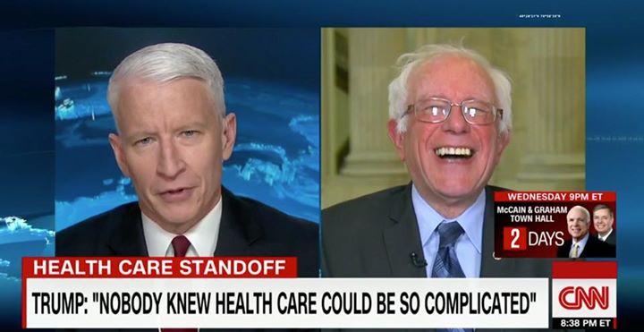 nobody knew health care could be so complicated, trump is an idiot, bernie sanders laughing at trump