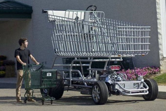 when people overcompensate, giant motorized shopping cart