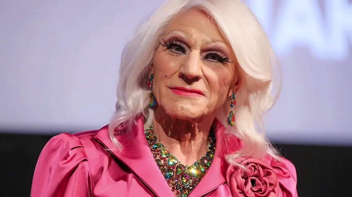 sir patrick stewart cosplaying as kellyanne conway, he's actually just dressed in drag, but the resemblance is uncanny