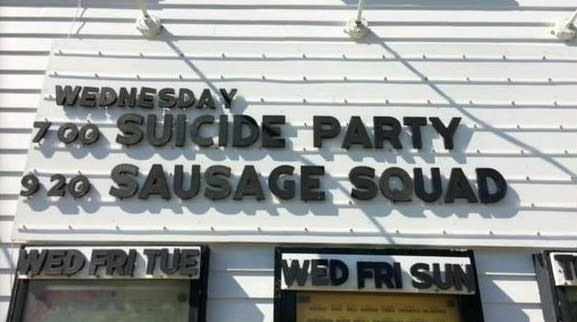 suicide party, sausage squad, movie title mix up