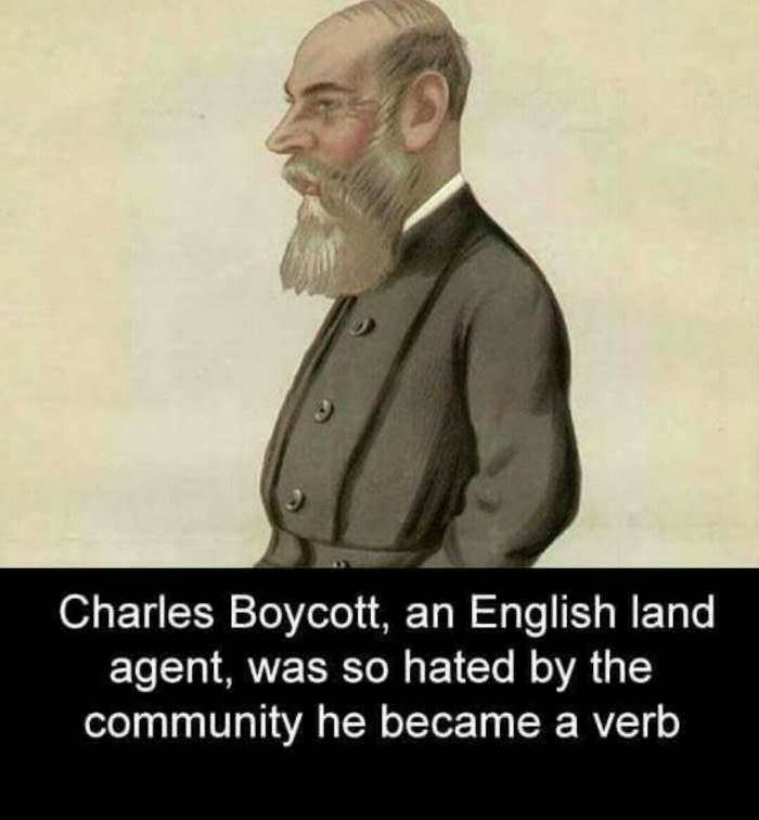 charles boycott, an english land agent was so hated by the community he became a verb