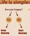 life is simple, are you happy?, start dancing