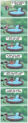 with my luck i'd drown as a baby in the fountain of youth, comic