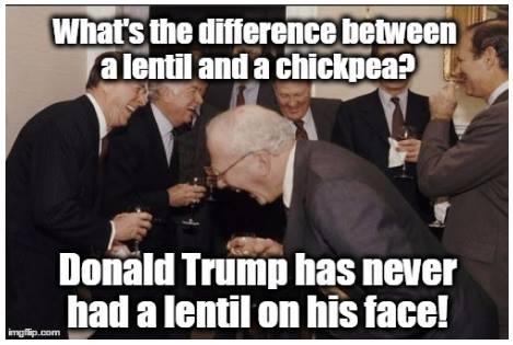 what's the difference between a lentil and a chickpea?, donald trump has never had a lentil on his face, meme