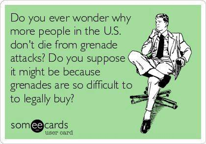 do you ever wonder why more people in the us don't die from grenade attacks?, do you suppose it might be because grenades are so difficult to legally buy?, ecard