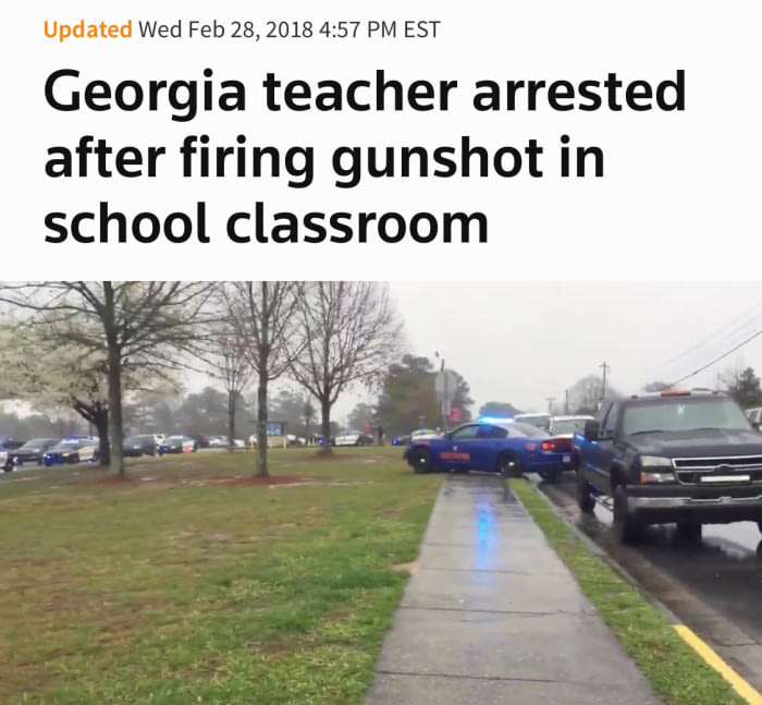 georgia teacher arrested after firing gunshot in school classroom, fail