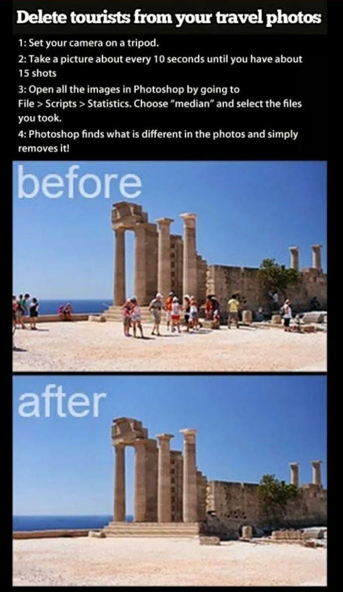 how to delete tourists from your travel photos