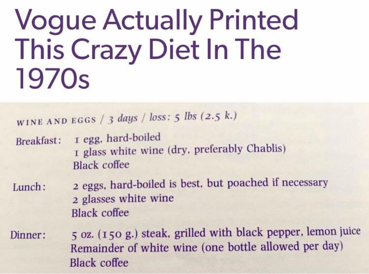 vogue actually printed this crazy diet in the 1970s