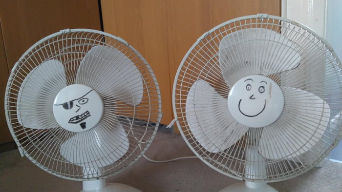 met a girl who also drew a face on her fan, we're together now