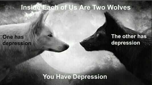 inside each of us are two wolves, one has depression, the other has depression, you have depression