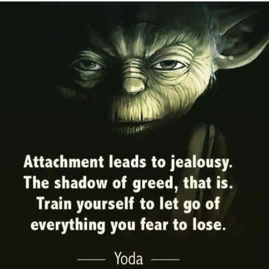 attached leads to jealousy, the shadow of greed, train yourself to let go of everything you fear to lose