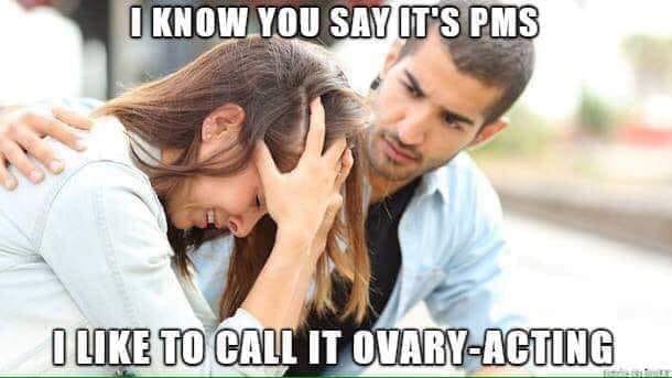 i know you say it's pms, i like to call it ovary-acting, meme
