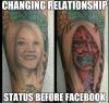 changing relationship status before facebook, girlfriend tattoo changed into demon tattoo