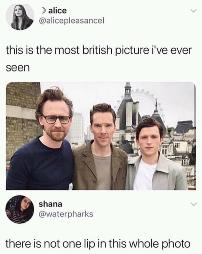this is the most british picture i've ever seen, there is not one lip in this whole photo