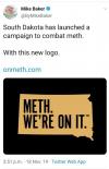 south dakota has launched a campaign to combat meth, with this new logo, meth, we're on it