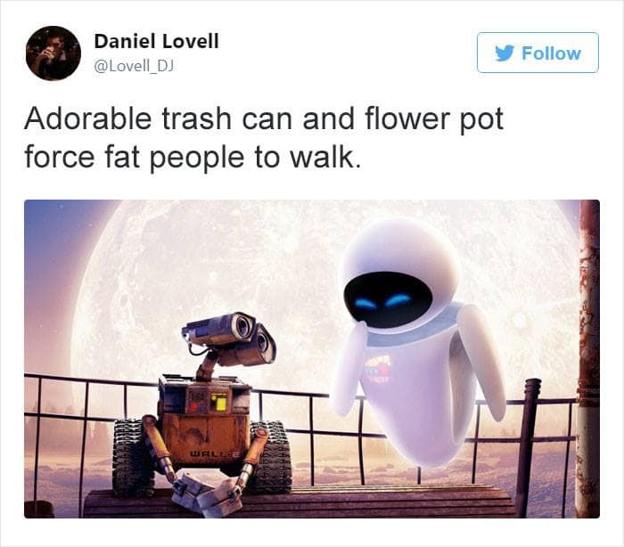adorable trash can and flower pot force fat people to walk
