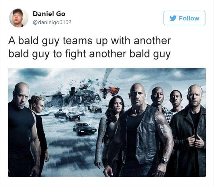 a bald guy teams up with another bald guy to fight another bald guy