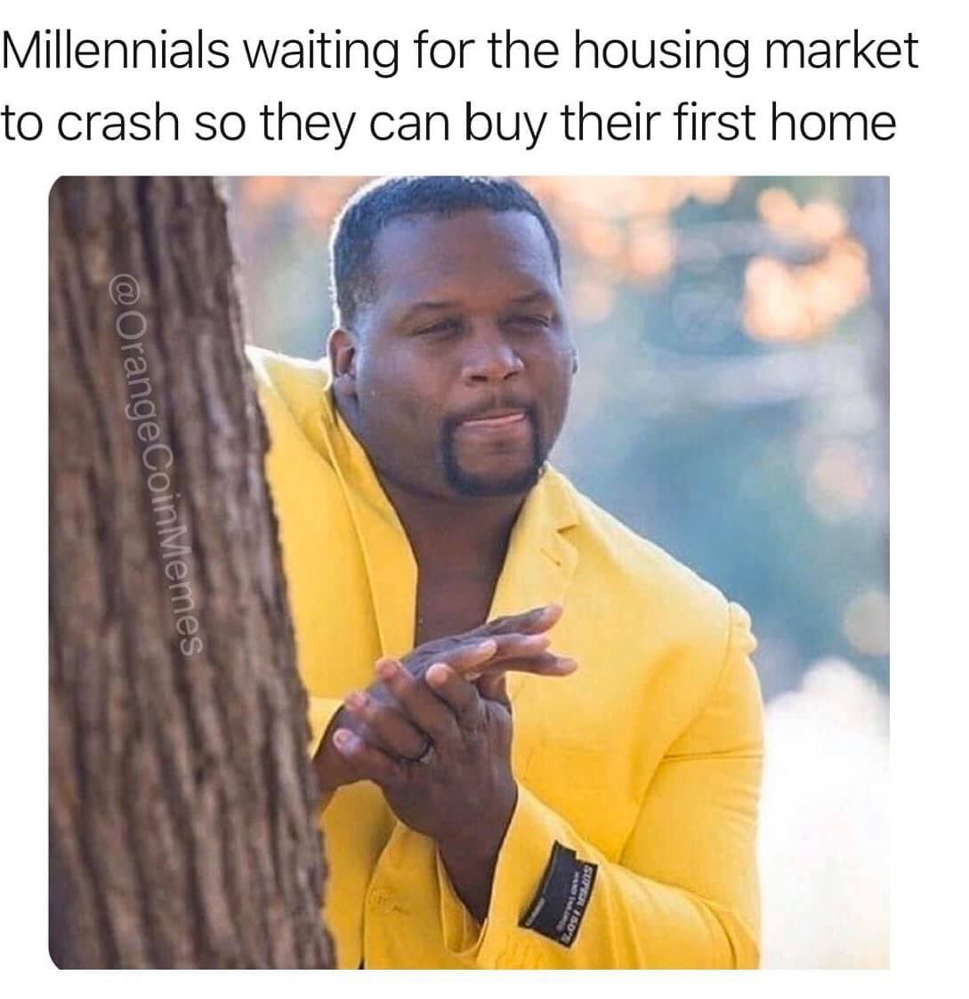 millennials waiting for the housing market to crash so they can buy their first home, meme