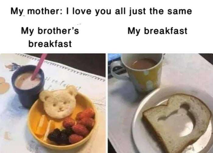 i love you all just the same, my brother's breakfast, my breakfast, left over pieces