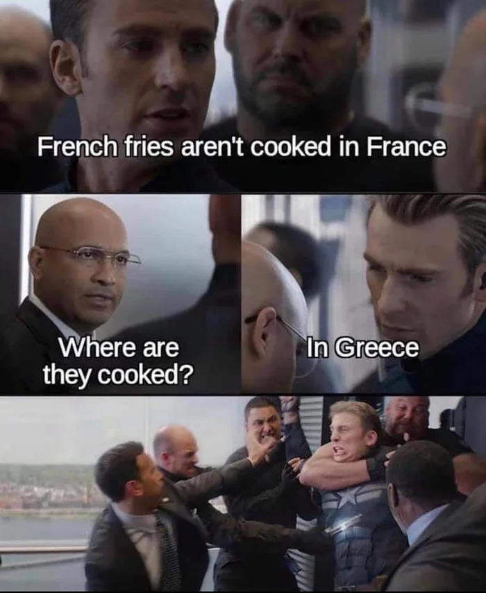 french fries aren't cooked in france, where are they cooked, in greece