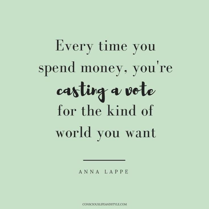 every time you spend money, you're casting a vote for the kind of world you want, anna lappe