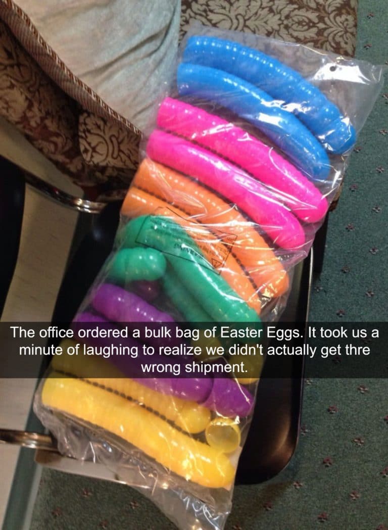 the office ordered a bulk bag of easter egs, it took us a minute of laughing to realize we didn't actually get the wrong shipment