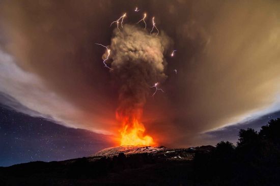 the awe-inspiring eruption of mount etna, italy created a dirty thunderstorm
