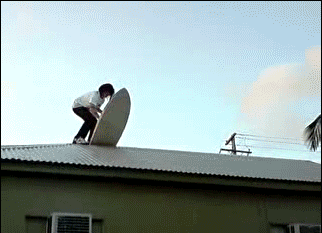 gif, roof surfing