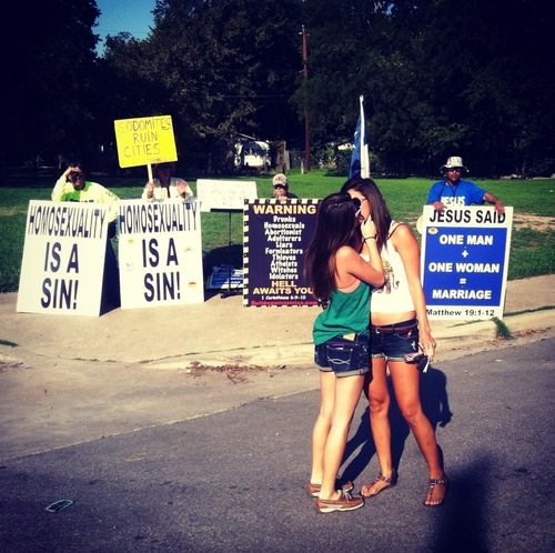 protest, sign, homosexuality