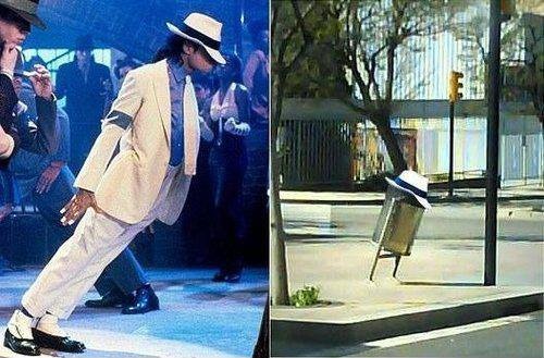 michael jackson totallylookslike this slanted garbage can with a hat