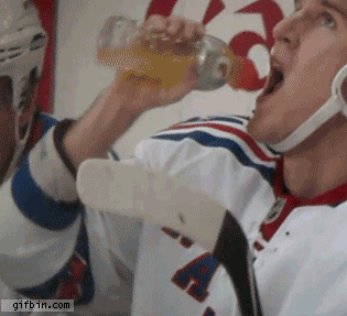 hockey player drinking gatorade fail