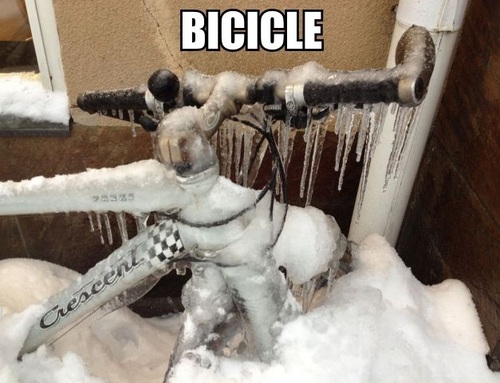 bicycle, icicle, pun, wordplay