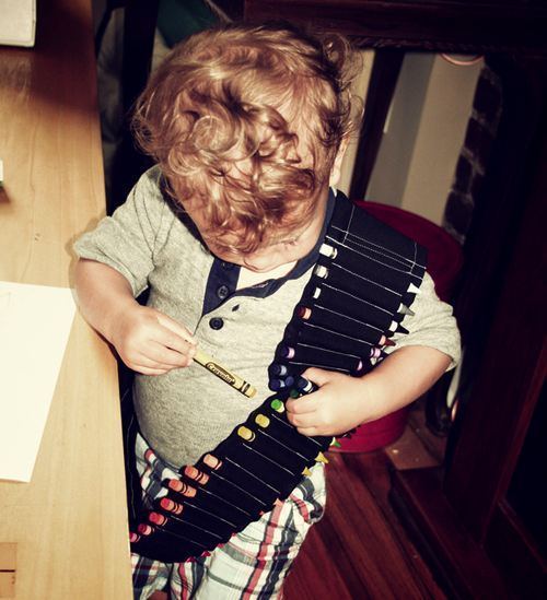 kid, crayons, belt, sash