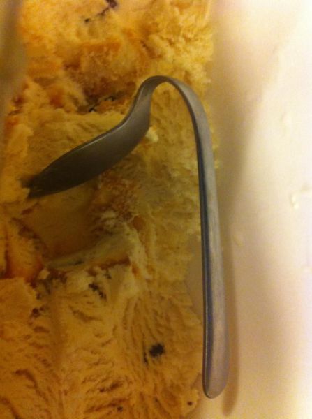 ice cream, spoon, fail, bent