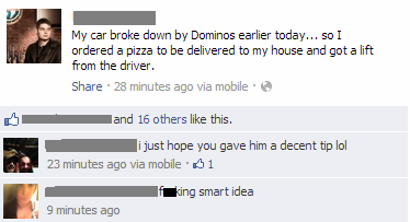 domino, pizza, delivery, car, broke