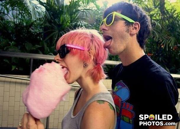lol, cotton candy, pink hair, lick, eat