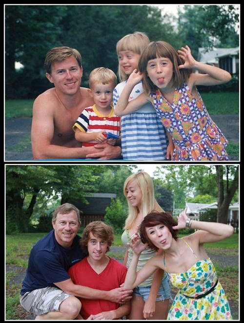 then and now, grow up, family portrait
