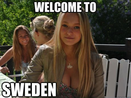 welcome to sweden, swedish women and cleavage, meme